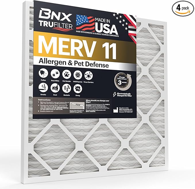 BNX TruFilter 12x30x1 Air Filter MERV 11 (4-Pack)