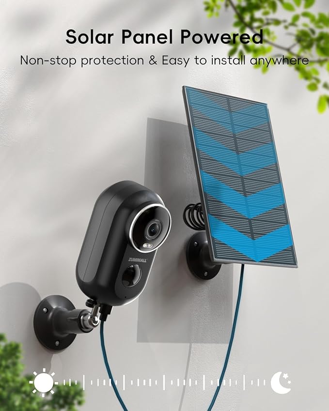 ZUMIMALL Solar Security Cameras Wireless Outdoor, 2K Outdoor Camera Wireless