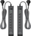 12FT Long Power Strip Surge Protector - (2 Pack)