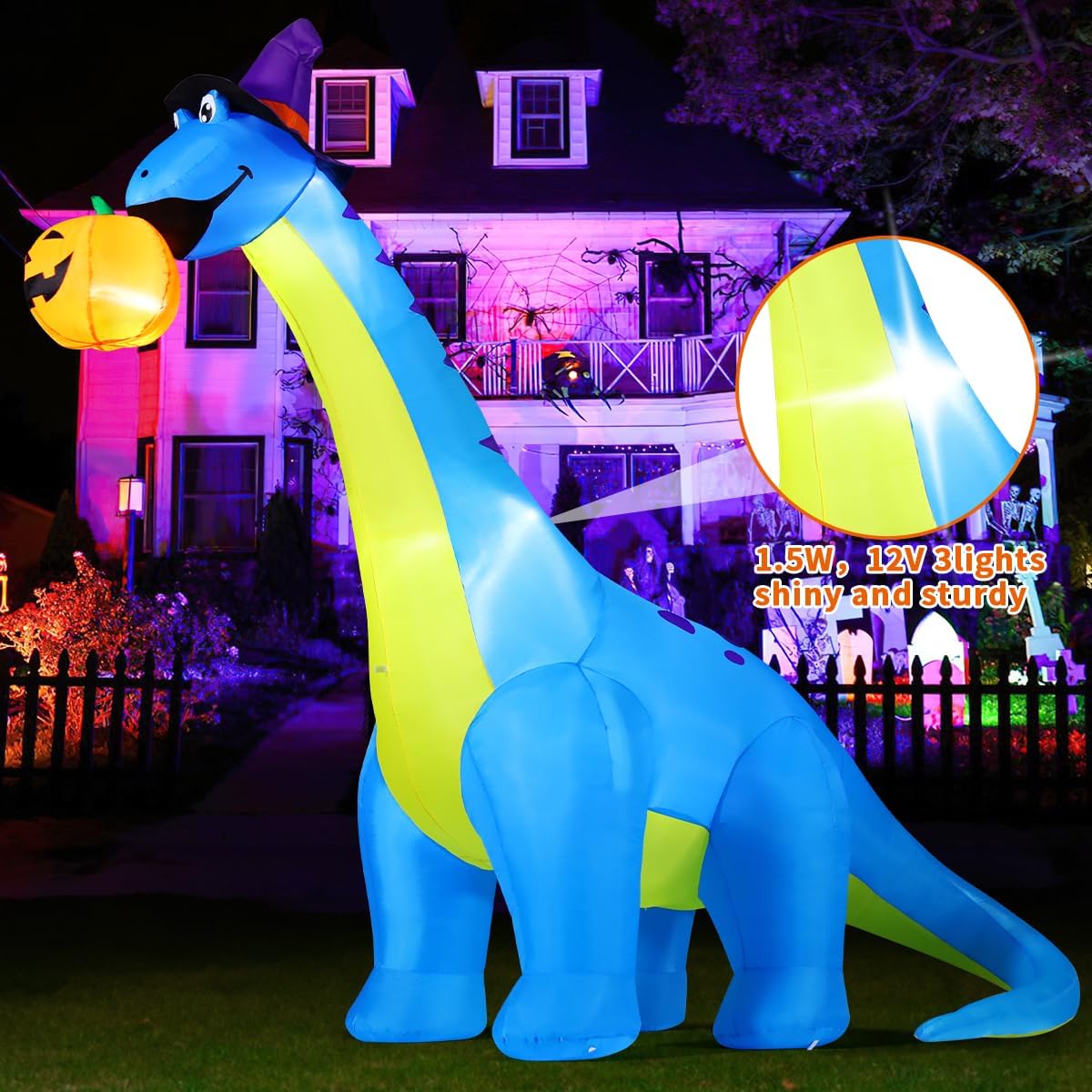 COMIN Halloween Inflatables 10 FT Dinosaurs Eating Pumpkin Decorations