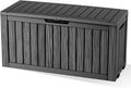 Vixzen 90 Gallon Deck Boxes Outdoor Waterproof, Lockable Resin Storage Box with lid for Furniture Cushions, Weatherproof Containers Outside Storage Boxes for Garden Patio Pool Tools(Black, 90 Gallon)
