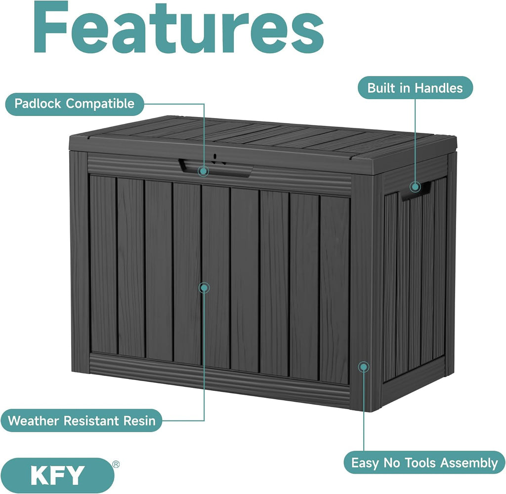 45 gallon waterproof resin deck box, uv resistant, close-up detail