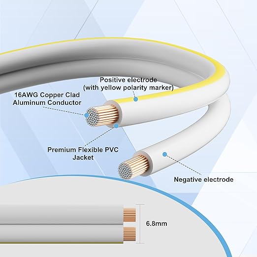 Mygatti 16AWG Speaker Wire 300 FT, 16/2 Gauge Audio Speaker Wire,