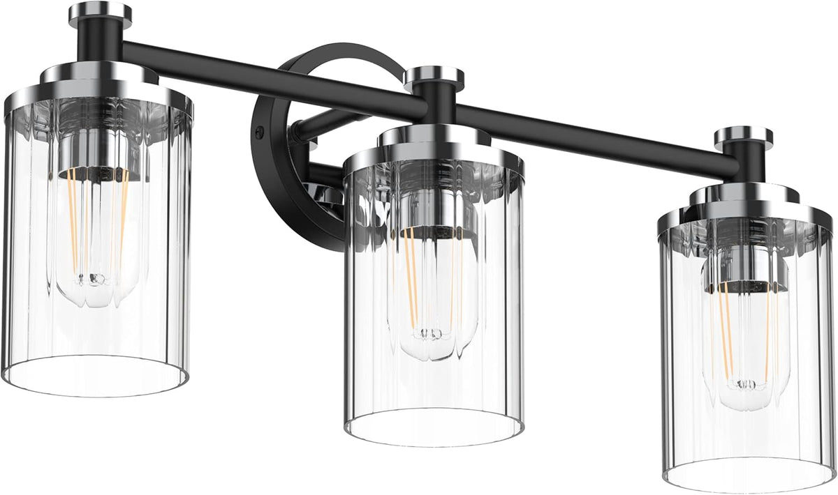 PHIXART Bathroom Lighting Fixtures Black and Chrome Bathroom Vanity Light
