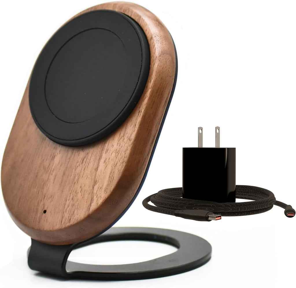 ARK Uno - Solid Wood MagSafe Stand Magnetic Wireless Charging Station w/Adapter