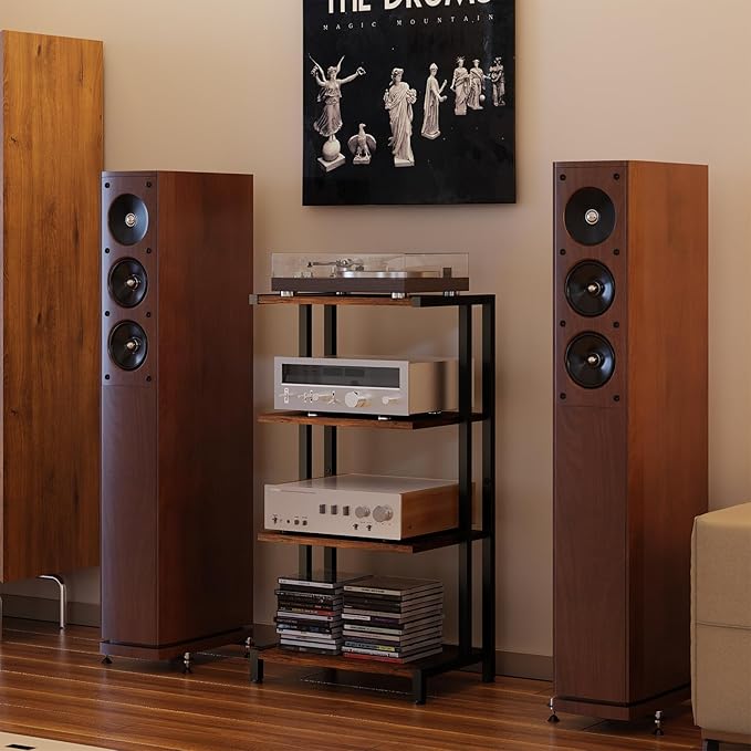 X-cosrack 16.5" Small 4-Tier AV Media Stand, Narrow Version Wooden Corner