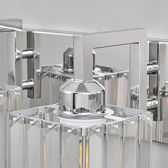 FDPBY Modern Bathroom Vanity Light 3-Lights Chrome Crystal Wall Lamp Bathroom
