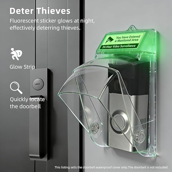Dgyezhao Clear Outdoor Plastic Flip Doorbell Rain Cover, Camera Cover protector