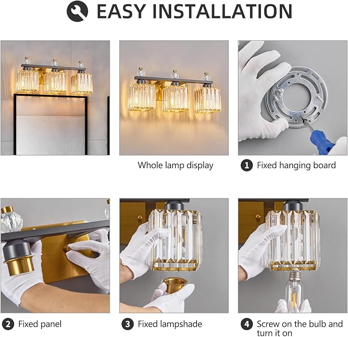 FDPBY 3-Light Modern Crystal Vanity Light