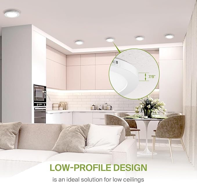 ASD LED 12" Round Flush Mount Ceiling Light Fixture, Low Profile Surface