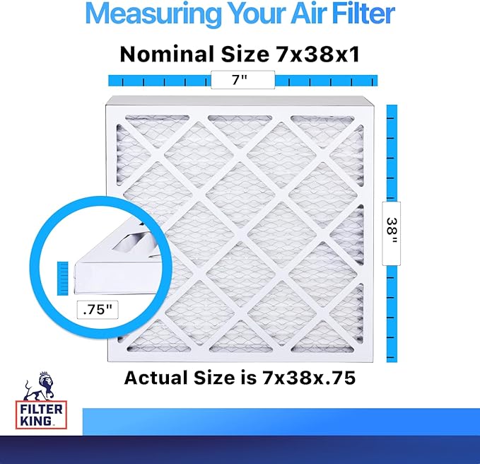 Filter King 7x38x1 Air Filter | 4-PACK | MERV 8 HVAC Pleated A/C Furnace