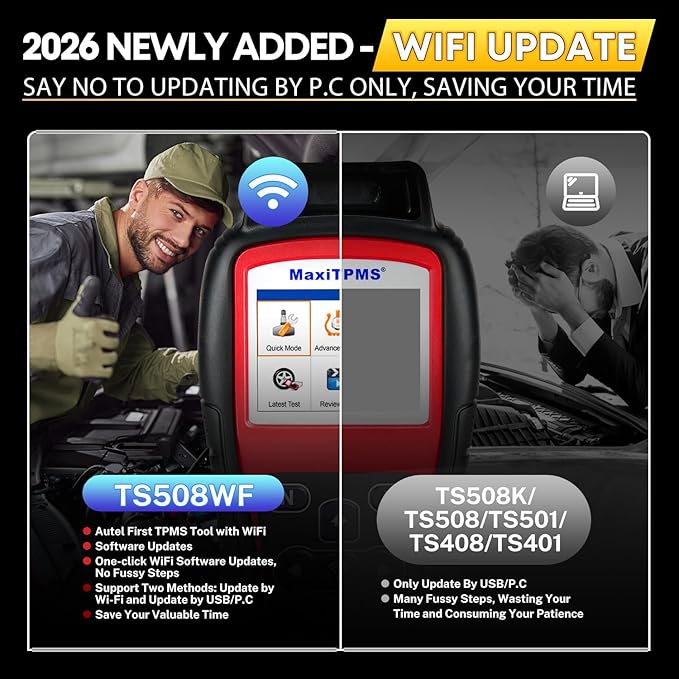 2026 Autel MaxiTPMS TS508WF KIT TPMS Programming Tool, WiFi Ver. of TS508K (4PCS)