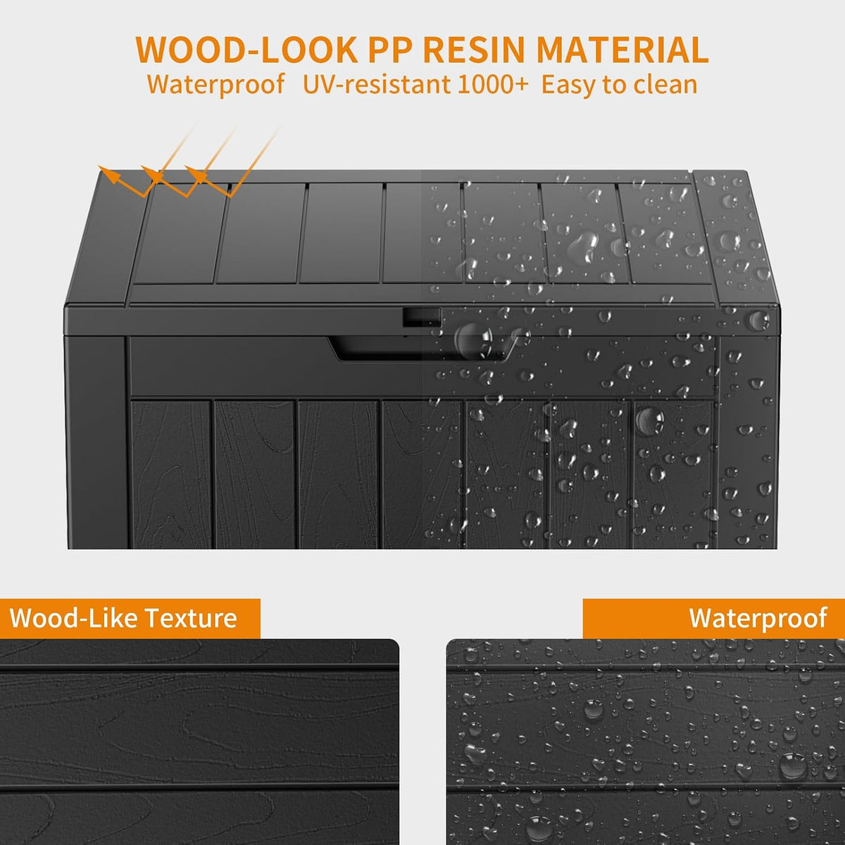patiozen 30 gallon resin deck box with lockable on a desk or shelf