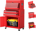 Crownland 8 Drawer Rolling Tool Chest with Wheels, Red