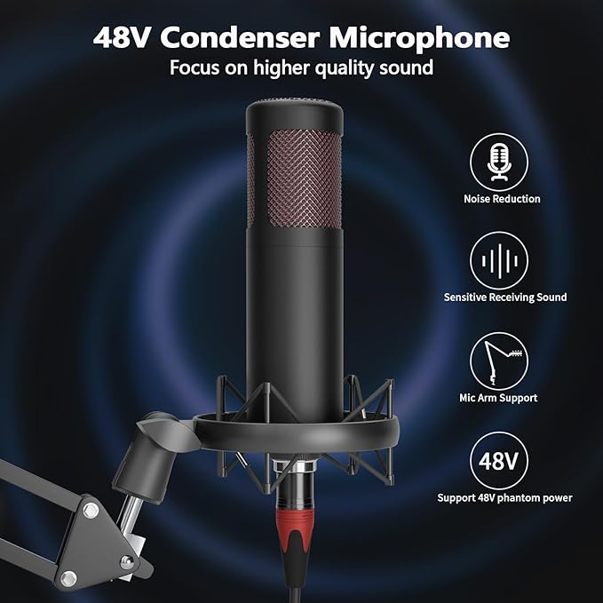Podcast Equipment Bundle for 2, Audio Interface DJ Mixer