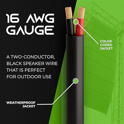 GEARit Outdoor Speaker Wire CL3 Rated, 16 Gauge Speaker Wire, Speaker Cable 500