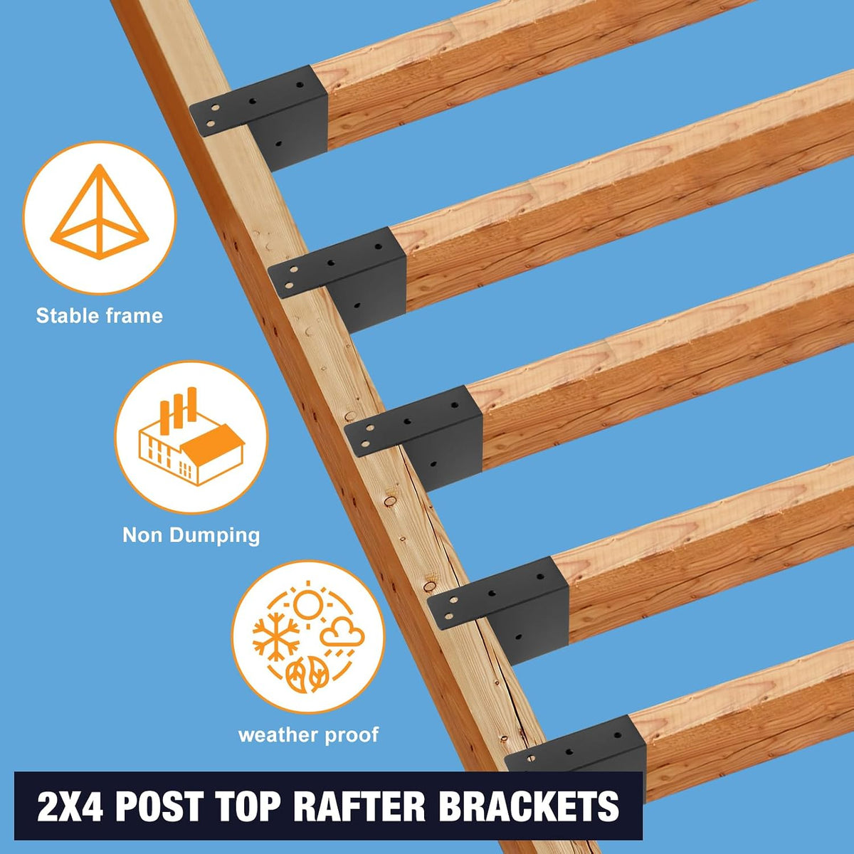 pergola rafter brackets 4pcs,2x4(actual1.6x3.6) for beam connectors on a desk or shelf