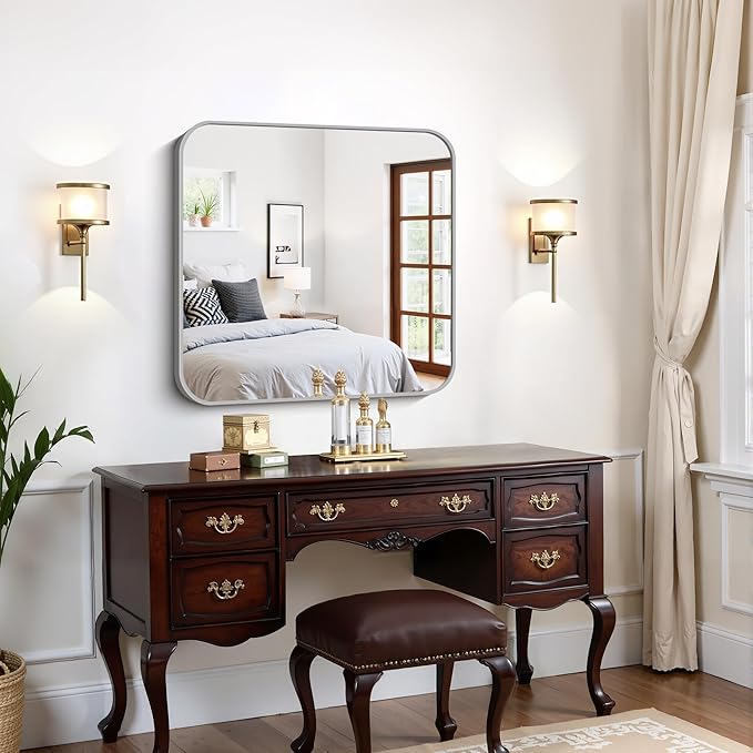 FORBATH 30x30 Inch Silver Bathroom Mirror