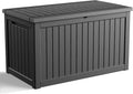 Deck Box Large Outdoor Storage for Patio Furniture, Outdoor Cushions, Garden Tools and Pool Supplies, Waterproof, Resin, Lockable (Black, 280 Gallon)