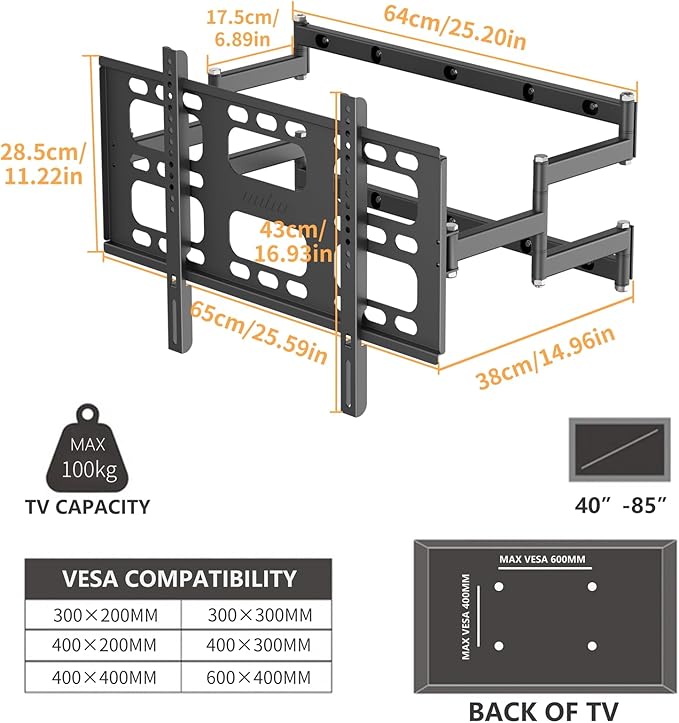 unho Heavy TV Wall Mount for 40-86 Inch TVs up to 220 lbs, Wall Mount tv