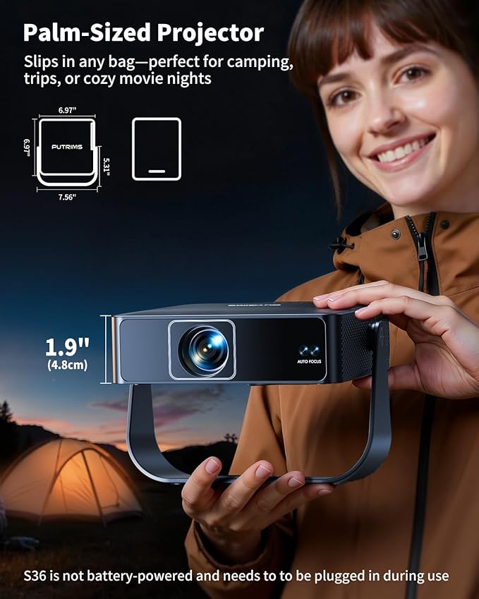 Smart Mini Projector with WiFi and Bluetooth Ultra-thin, 4K Support Outdoor