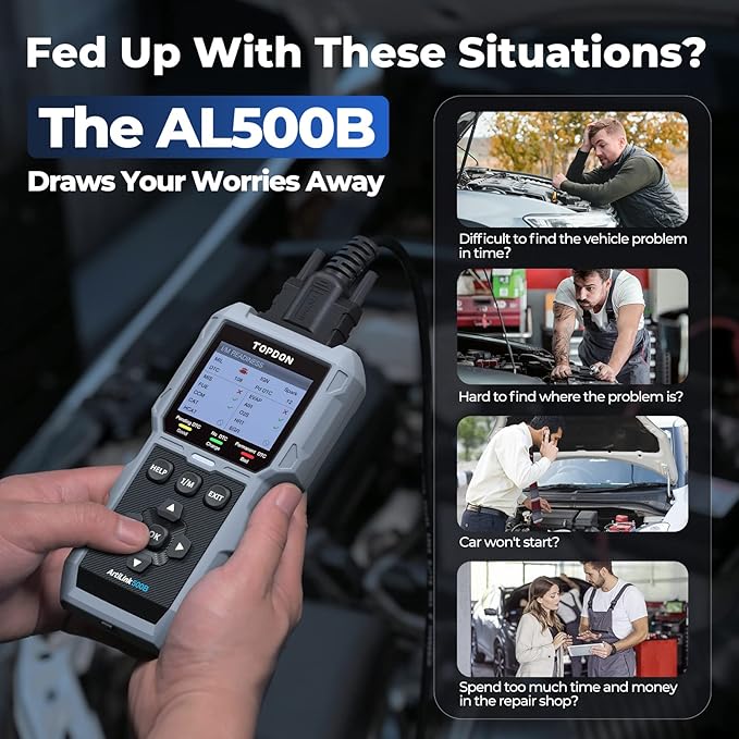 TOPDON AL500B OBD2 Scanner Battery Tester 2 in 1 Code Reader, Full OBDII