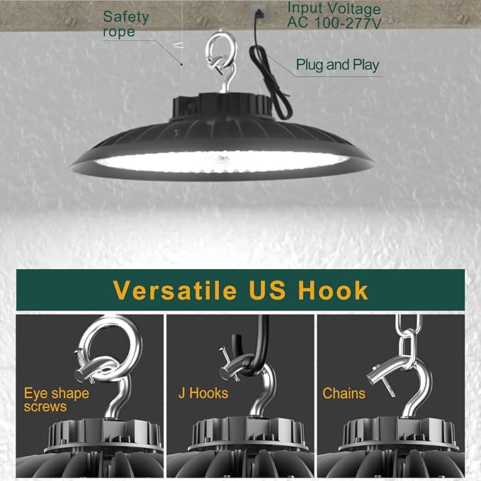 ACOHOOK 2Pack 600W UFO LED High Bay Light 5000K Daylight, 000 Lumens Super