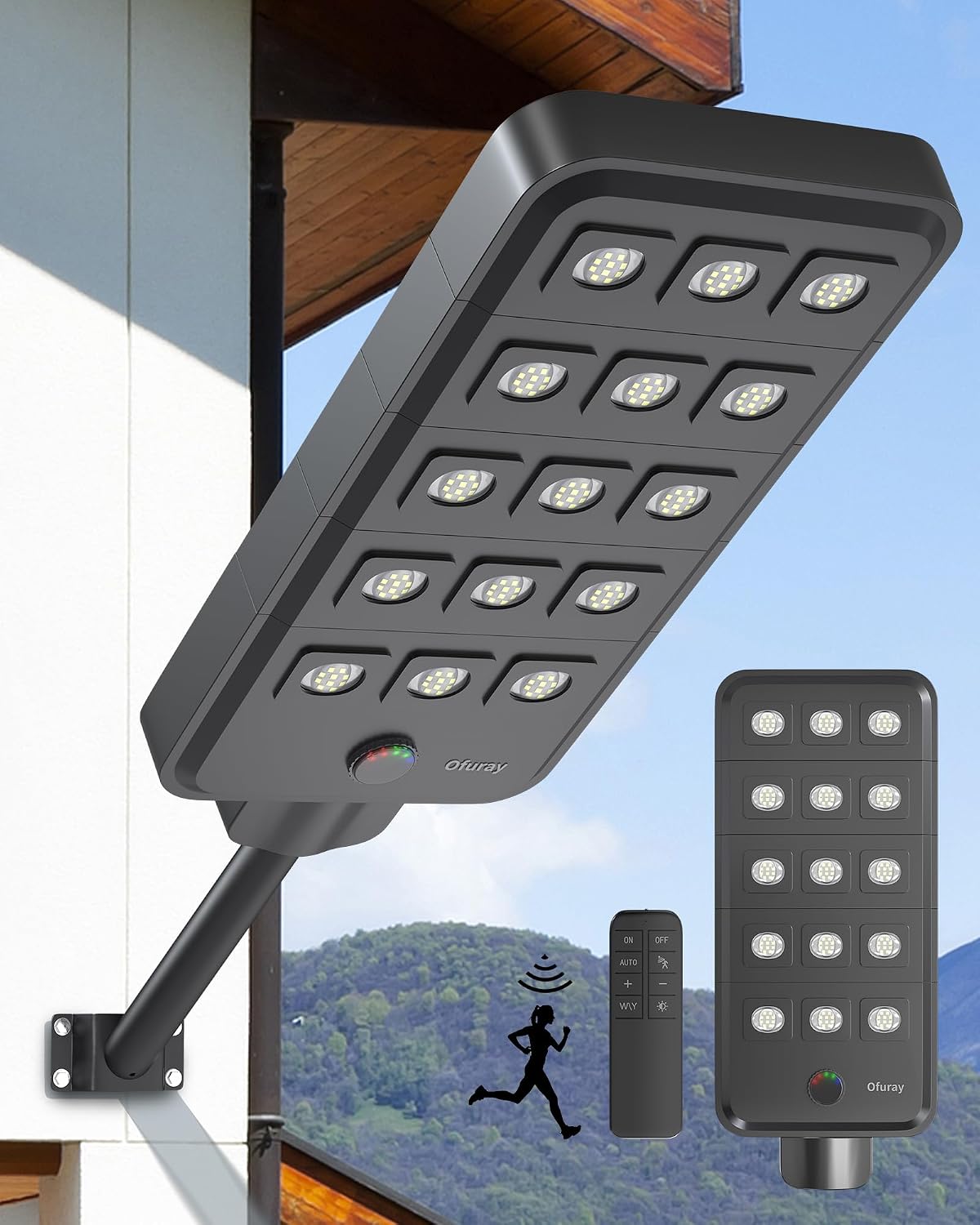 Ofuray Of-15000W Solar Street Lights Outdoor – Super Bright 150 LED, Lights up 3