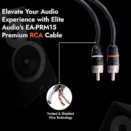 Elite Audio Premium Series 15ft. 2-Channel Car Audio RCA Cable – Double Shielded