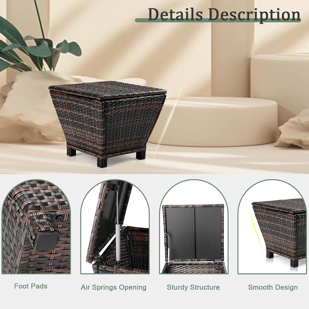 vingli 13 gallon outdoor deck box, wicker outdoor, package contents