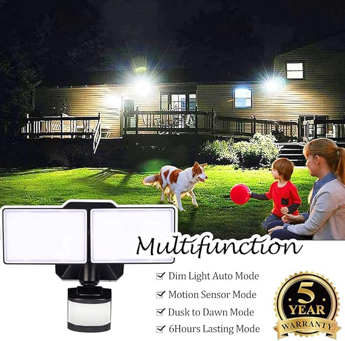 EMANER Motion Sensor Flood Light Dusk to Dawn, Outdoor LED Security Lights