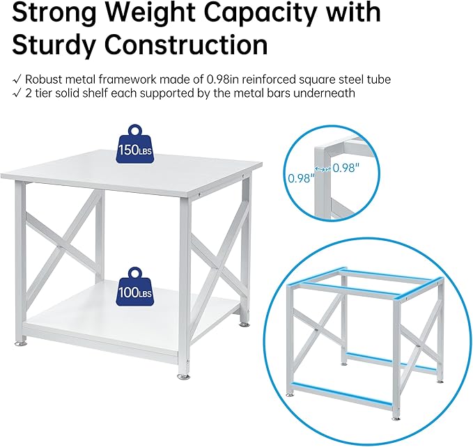 Fannova 23.6 x 23.6 Inches Large Printer Stand, 2 Tier Square Printer Table