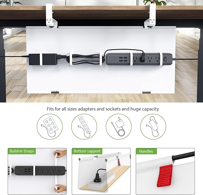 KEEGH No Drill Under Desk Cable Management Tray