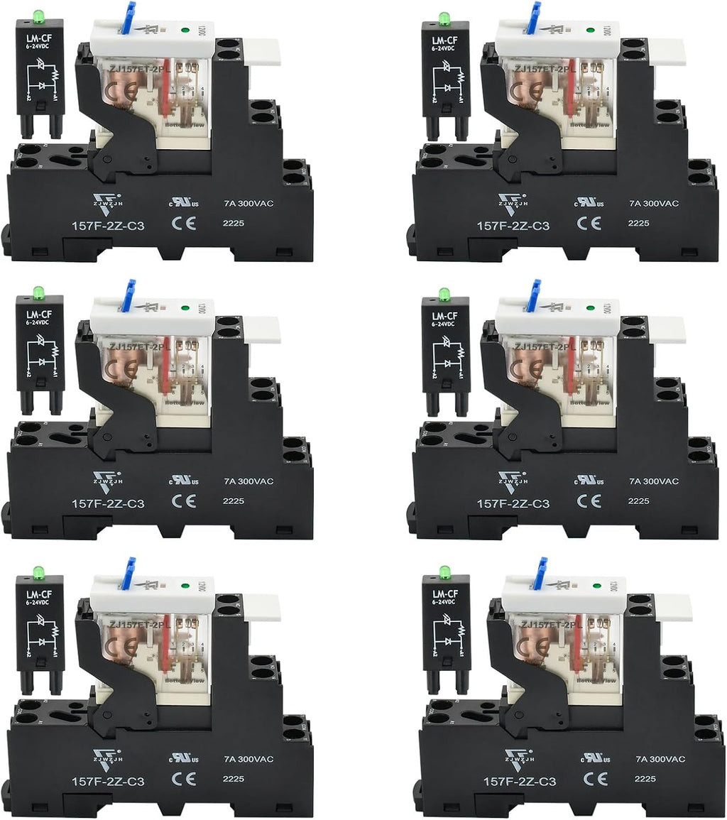 UL Listed 6 Pcs 8-Amp Electromagnetic Relay 24V DC Relay DPDT 2NO 2NC 8Pin