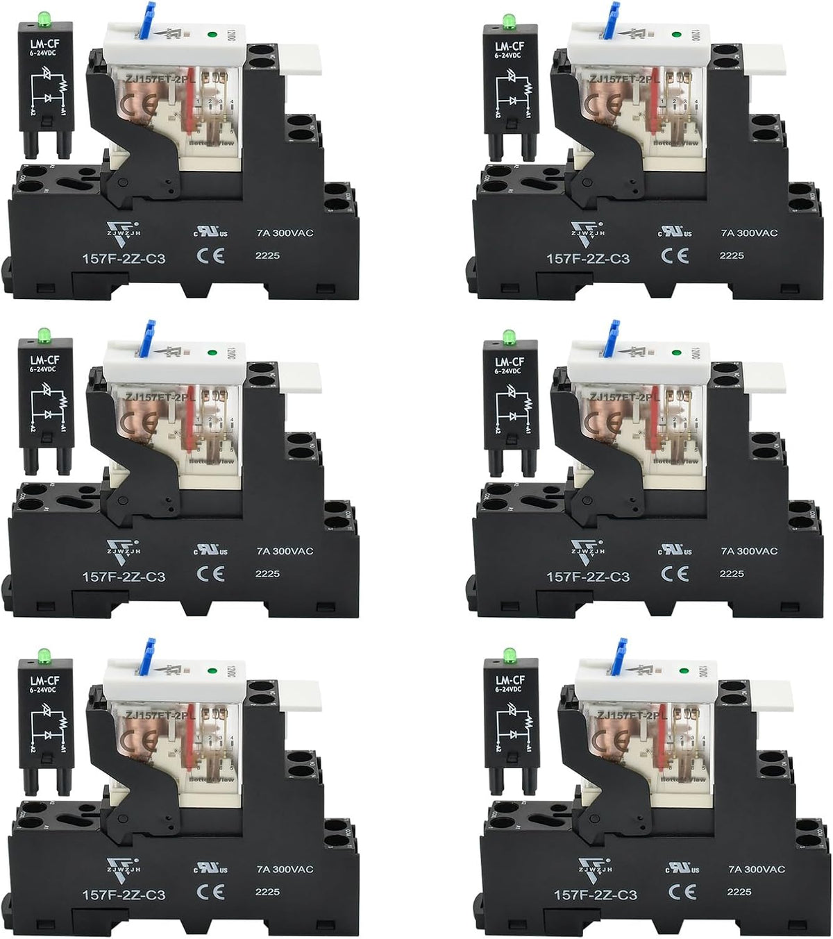 UL Listed 6 Pcs 8-Amp Electromagnetic Relay 24V DC Relay DPDT 2NO 2NC 8Pin