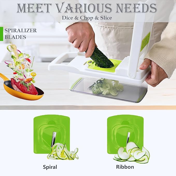 Pro-Series 20-in-1 Vegetable Chopper, Dewpeton Mandoline Slicer, Veggie Chopper