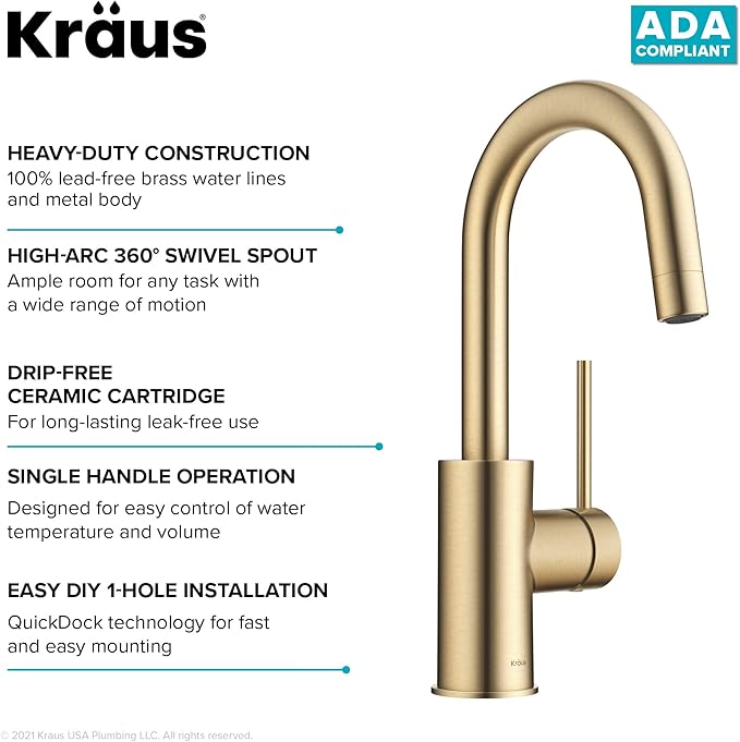 KRAUS Oletto Single Handle Kitchen Bar Faucet