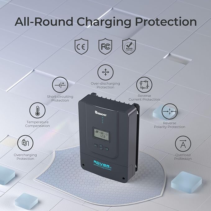 Renogy Charge Controller-Rover 60A MPPT 12V/24V/36V/48V Auto-Detect LCD Display