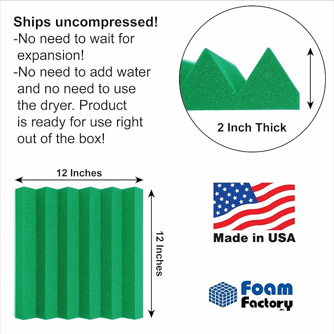 Foam Factory Inc 24 Pack Color Acoustic Foam Panel Studio Soundproofing Wedge
