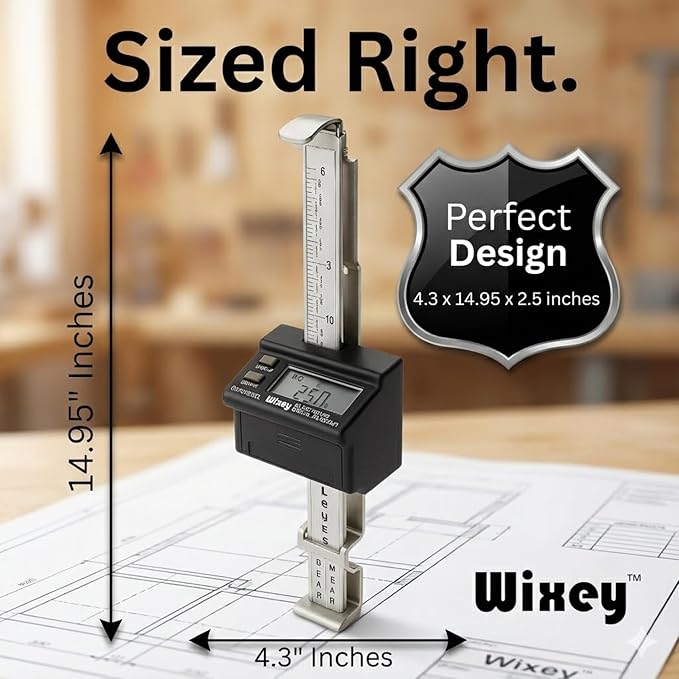 Wixey Digital Planer Gauge – Electronic Digital Readout & Thickness Measuring