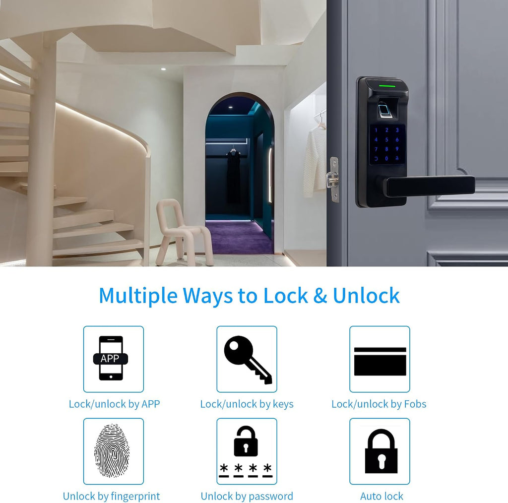 fingerprint door lock, heavy duty full app control, close-up detail