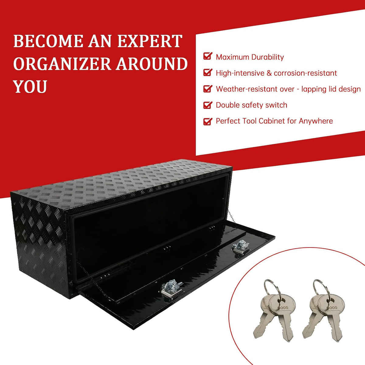 60'' inch aluminum underbody truck box with t-handle, package contents