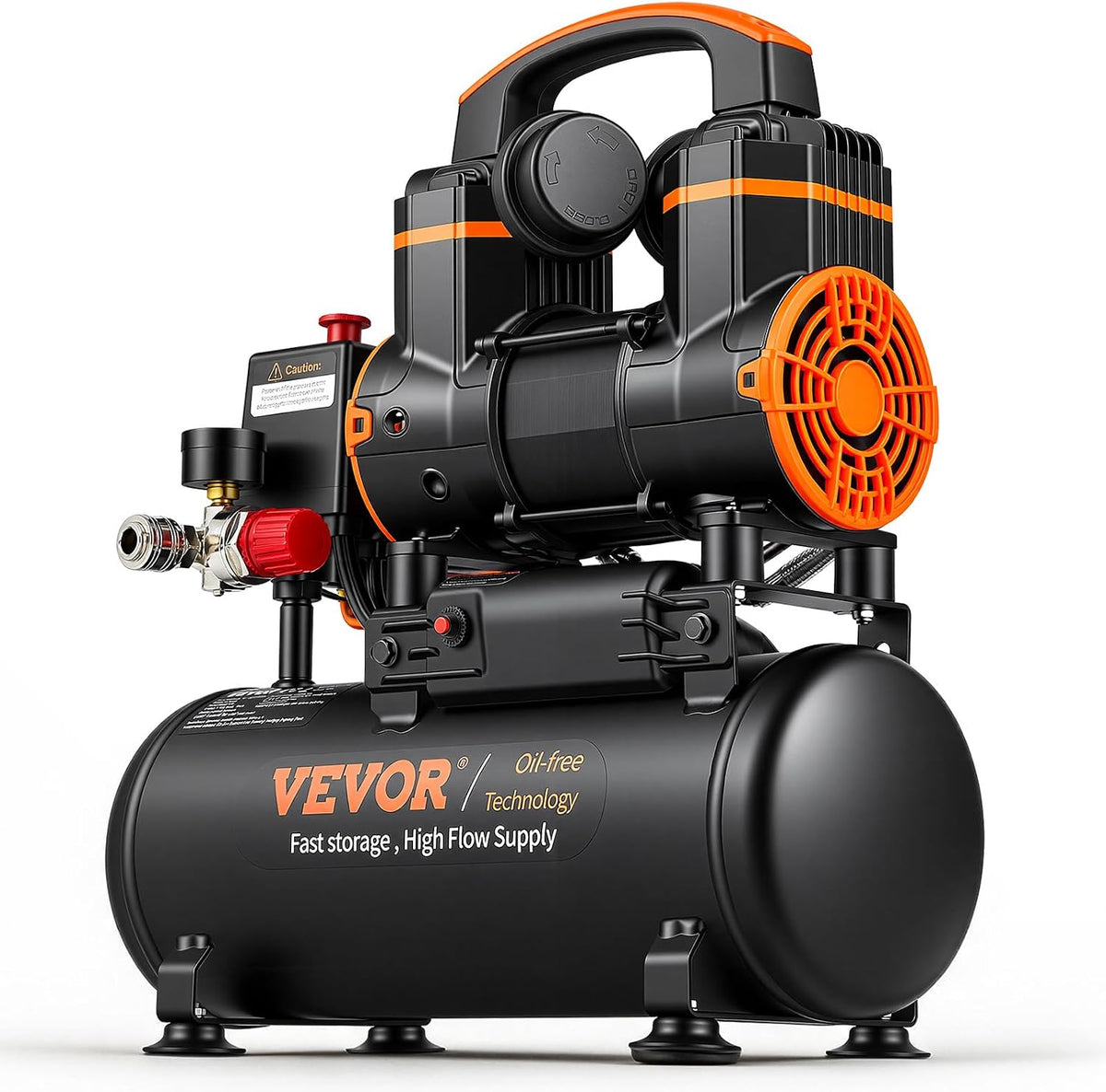 VEVOR 2.1 Gallon Air Compressor, 1.2HP 2.2 CFM@90PSI Air Compressors with Max. 116PSI Pressure, Oil Free Compressor Tank for Auto Repair, Tire Inflation, Spray Painting, Woodwork Nailing