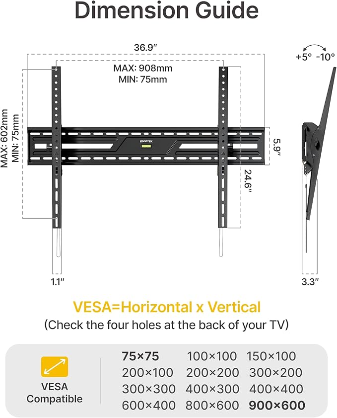 monTEK 15°Full Tilting TV Wall Mount