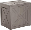 ROJIK 36 Gallon Deck Box Outdoor, Waterproof Outdoor Storage Boxes with Lids, Outside Resin Lockable Storage Box for Patio Cushions, Garden Tools(Grey)