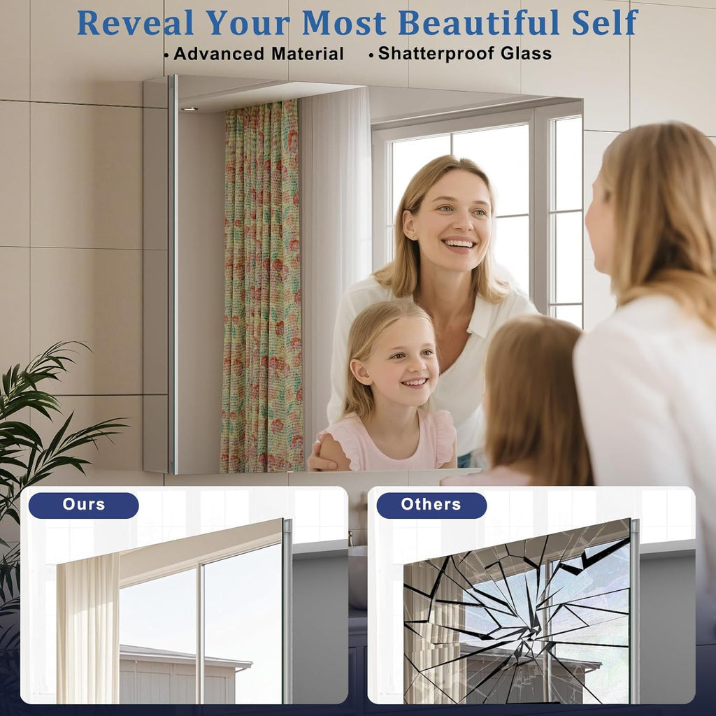 16" x 24" Bathroom Medicine Cabinet Mirror, Aluminum Frame Silver