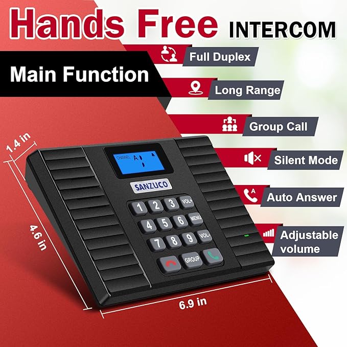 SANZUCO Intercoms Wireless for Home 60D, 2025 Hands Free Intercom Long Range