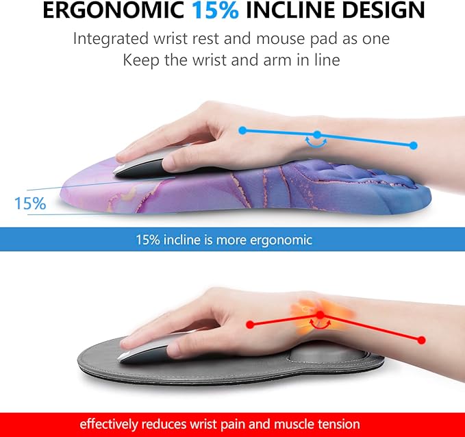 Mouse Pad Wrist Support, Laokiiy 2 in1 Keyboard Wrist Rest+ Ergonomic Mouse Pad