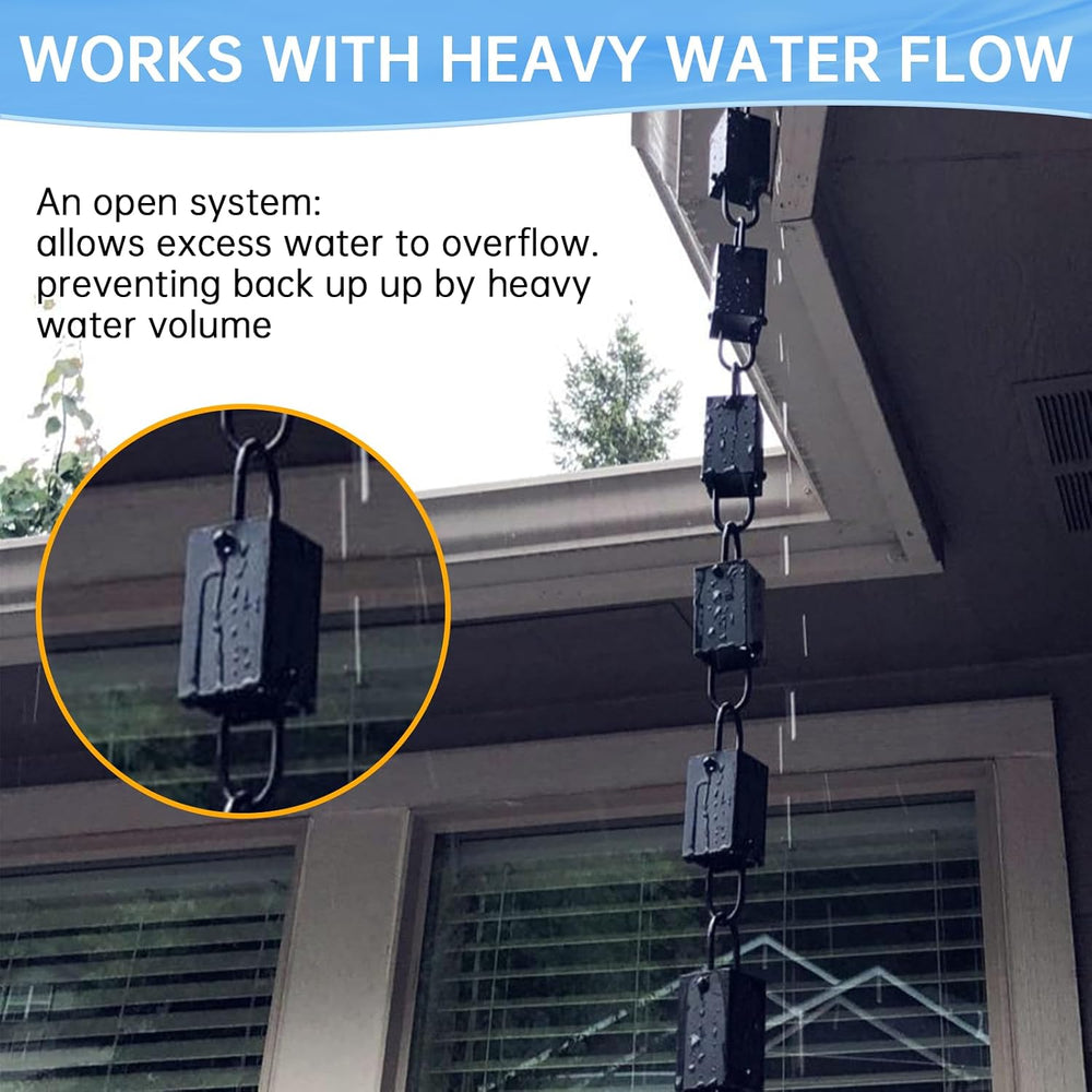 Black Powder Coated Aluminum Square Rain Chain