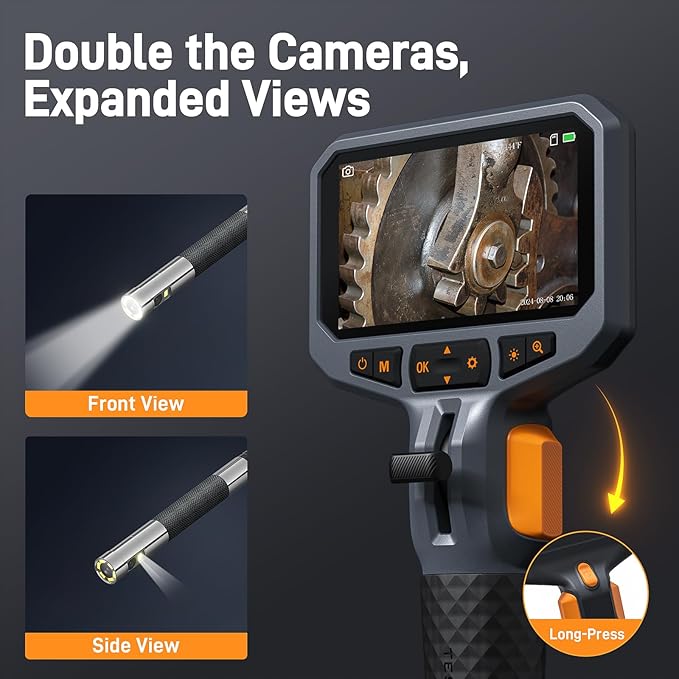 Articulating Borescope with Dual Lens Endoscope Camera, Teslong Two-Way